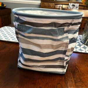 Striped Gray and White Storage Basket
